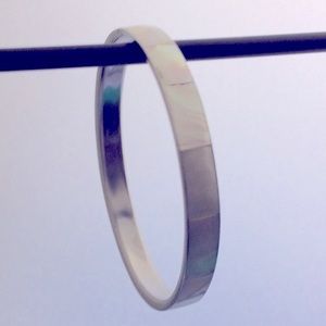 Vintage Mother of Pearl on Silver Tone Bangle